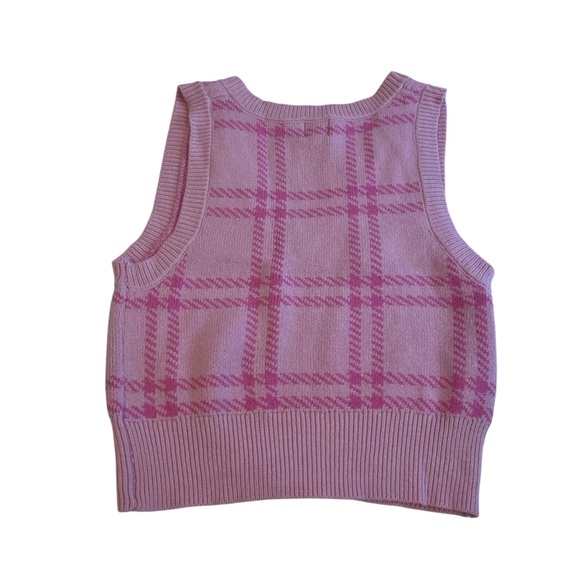 francesca’s pink plaid sweater vest coquette cottagecore easter fall pastel y2k - Picture 2 of 7